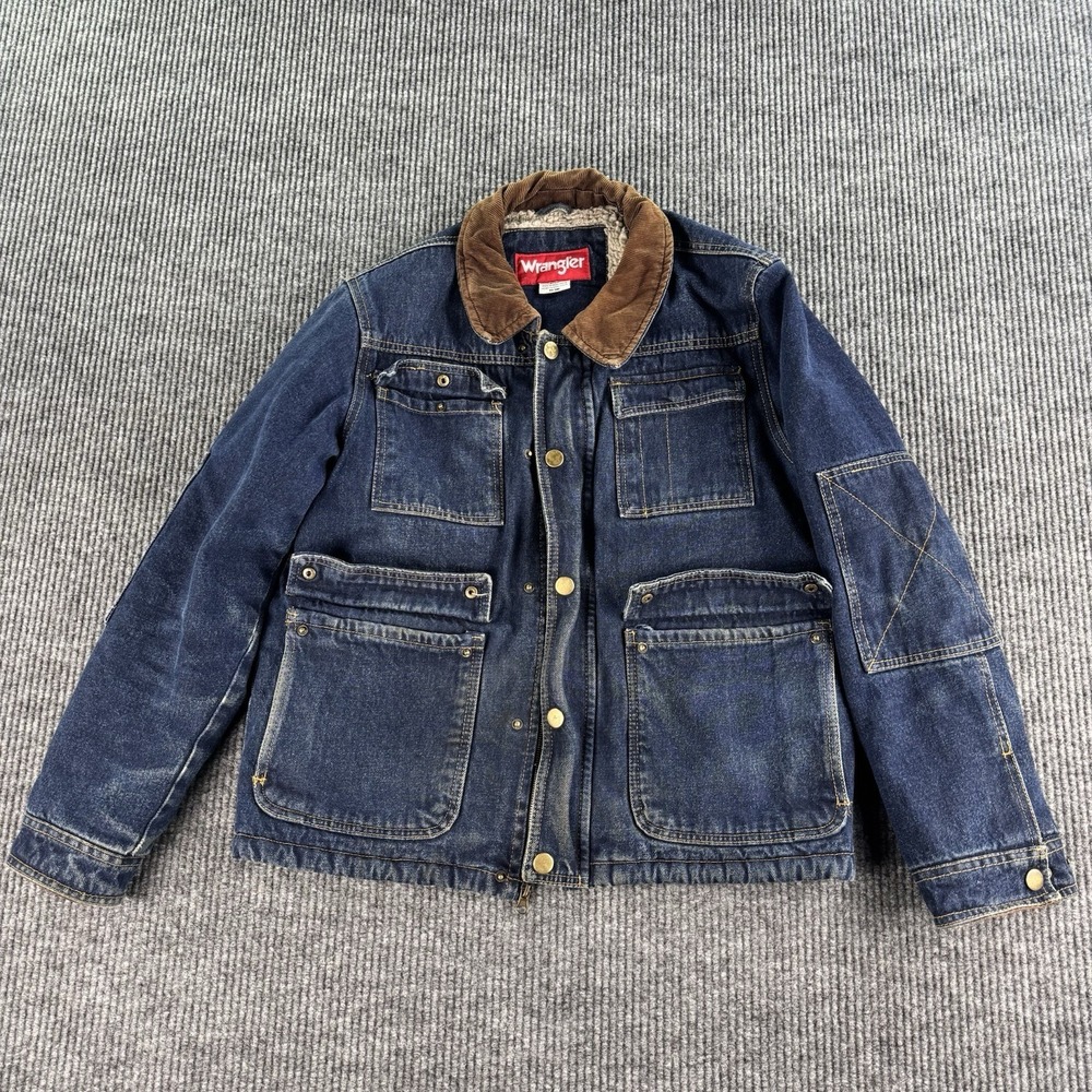 Vintage Wrangler Denim Jacket Men Small Blue Heavy Sherpa Lined Western
